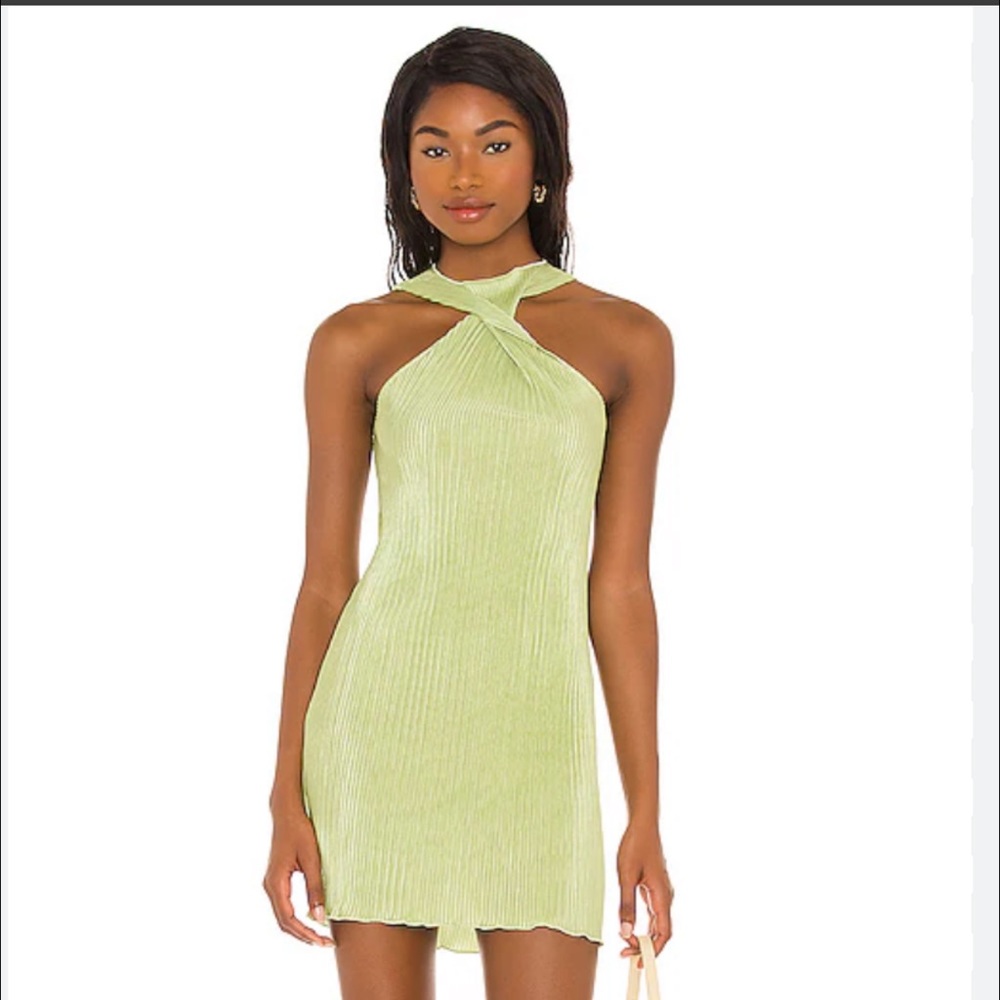 Song of Style Light Green Crisscross Halter Mini Dress